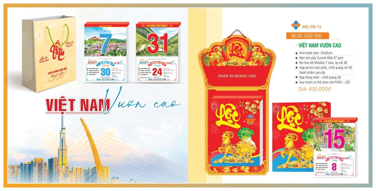 Lịch Bloc TPN 2027 TPNBLOC18 Quà Tết Truyền Thống Gốm Sứ & Lịch
