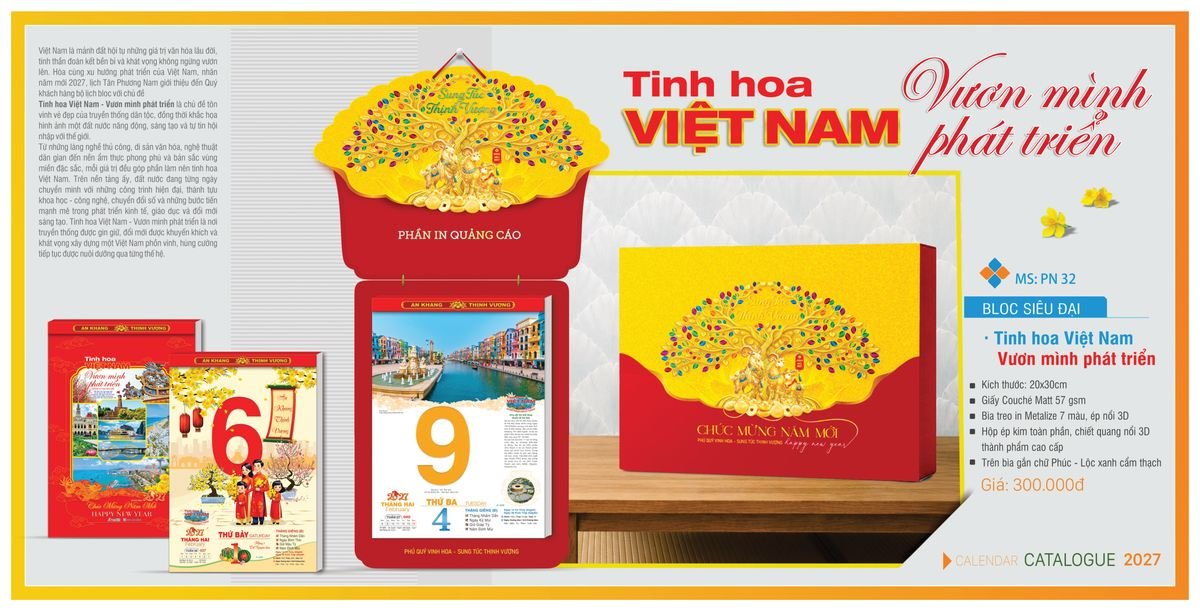 Lịch Bloc TPN 2027 TPNBLOC37 Quà Tết Truyền Thống Gốm Sứ & Lịch