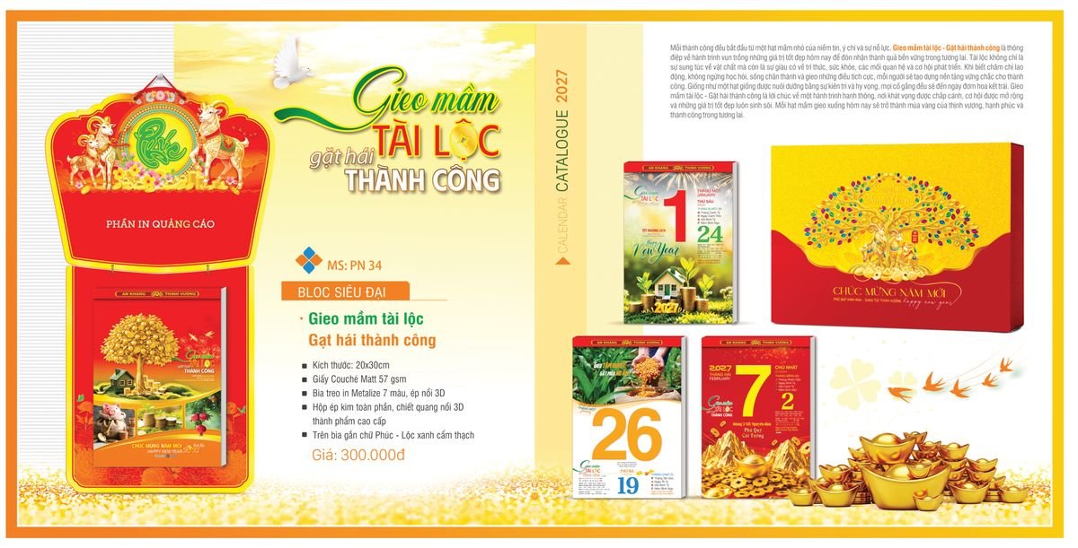 Lịch Bloc TPN 2027 TPNBLOC39 Quà Tết Truyền Thống Gốm Sứ & Lịch