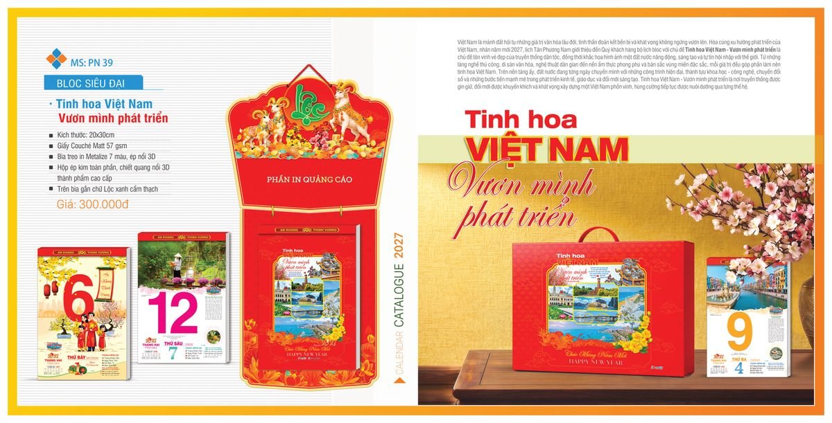Lịch Bloc TPN 2027 TPNBLOC43 Quà Tết Truyền Thống Gốm Sứ & Lịch