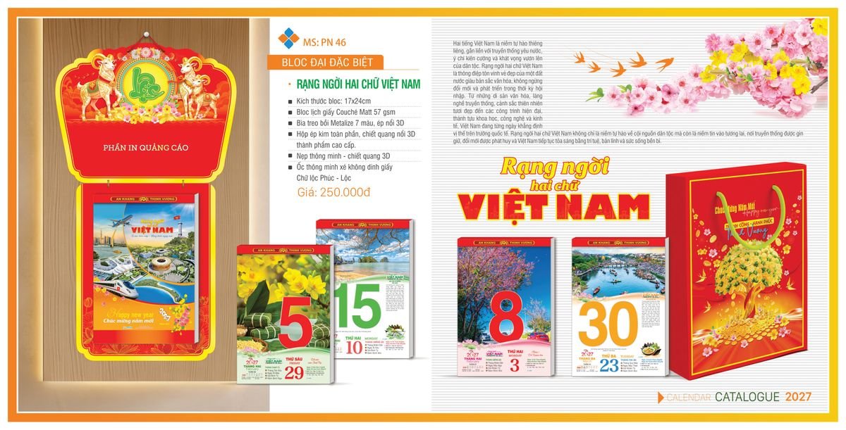 Lịch Bloc TPN 2027 TPNBLOC55 Quà Tết Truyền Thống Gốm Sứ & Lịch
