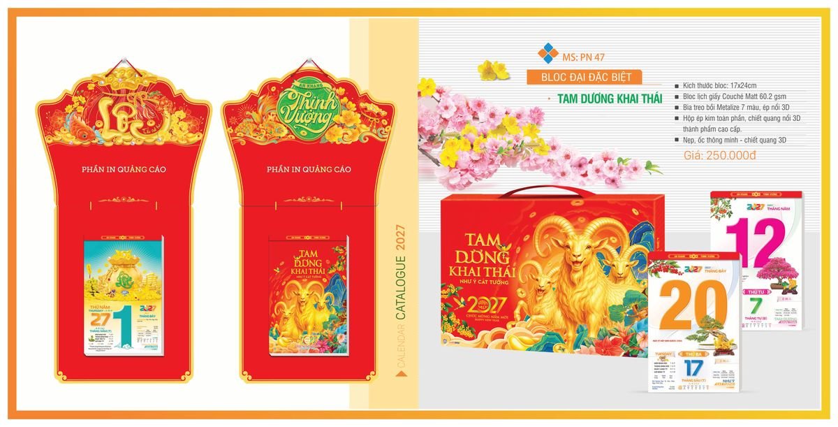 Lịch Bloc TPN 2027 TPNBLOC56 Quà Tết Truyền Thống Gốm Sứ & Lịch