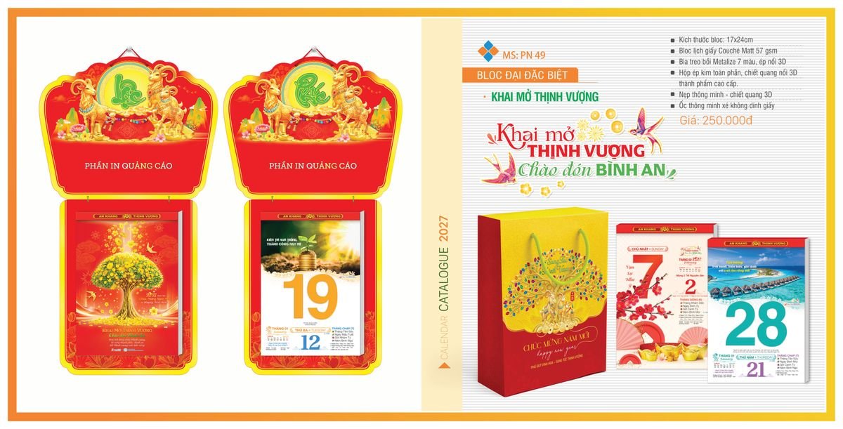 Lịch Bloc TPN 2027 TPNBLOC58 Quà Tết Truyền Thống Gốm Sứ & Lịch