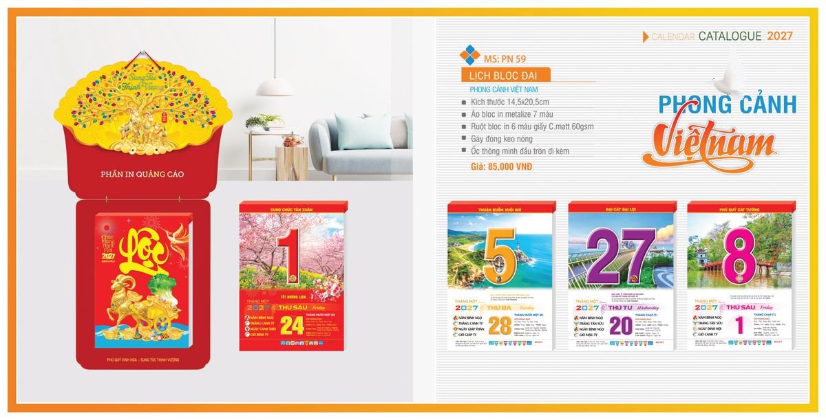 Lịch Bloc TPN 2027 TPNBLOC66 Quà Tết Truyền Thống Gốm Sứ & Lịch