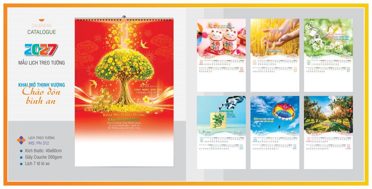 Lịch 7 Tờ Lò Xo TPNLX03 Quà Tết Truyền Thống Gốm Sứ & Lịch Lịch 7 Tờ Lò Xo TPNLX03 Quà Tết Truyền Thống Gốm Sứ & Lịch
