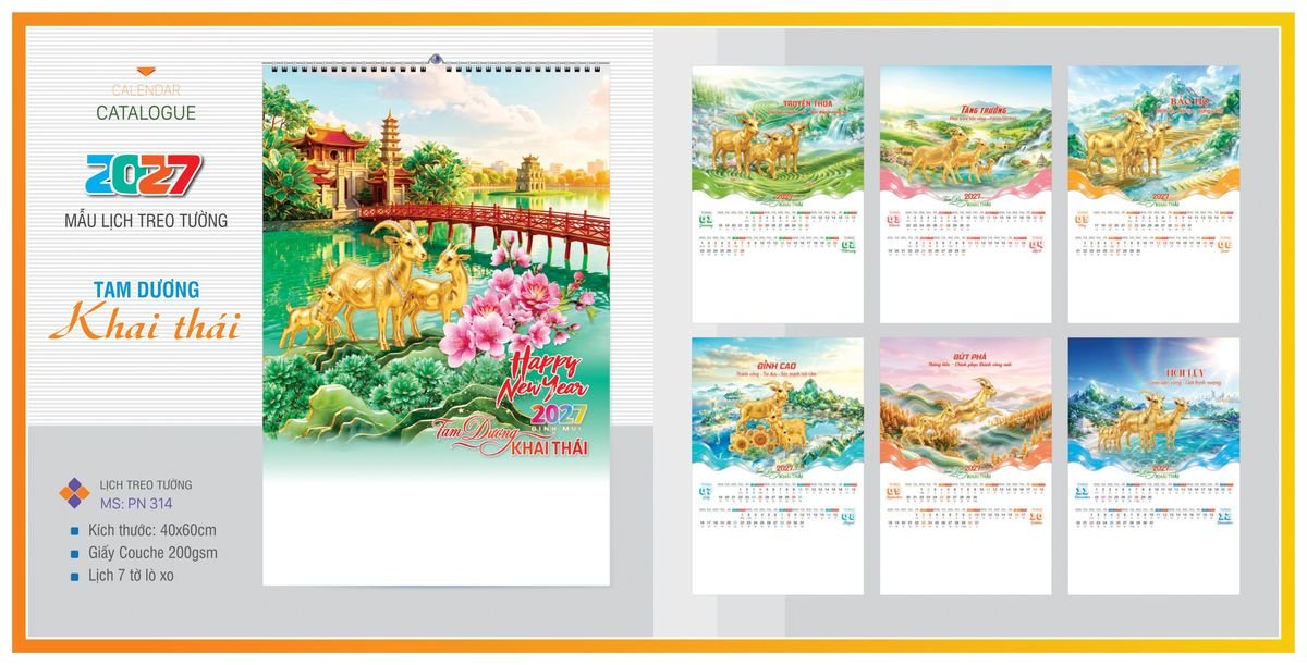 Lịch 7 Tờ Lò Xo TPNLX04 Quà Tết Truyền Thống Gốm Sứ & Lịch
