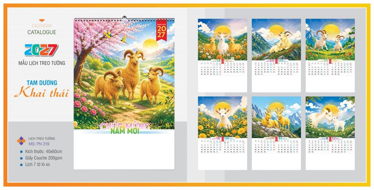 Lịch 7 Tờ Lò Xo TPNLX09 Quà Tết Truyền Thống Gốm Sứ & Lịch