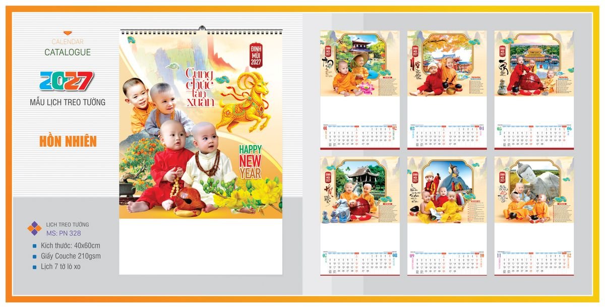 Lịch 7 Tờ Lò Xo TPNLX18 Quà Tết Truyền Thống Gốm Sứ & Lịch