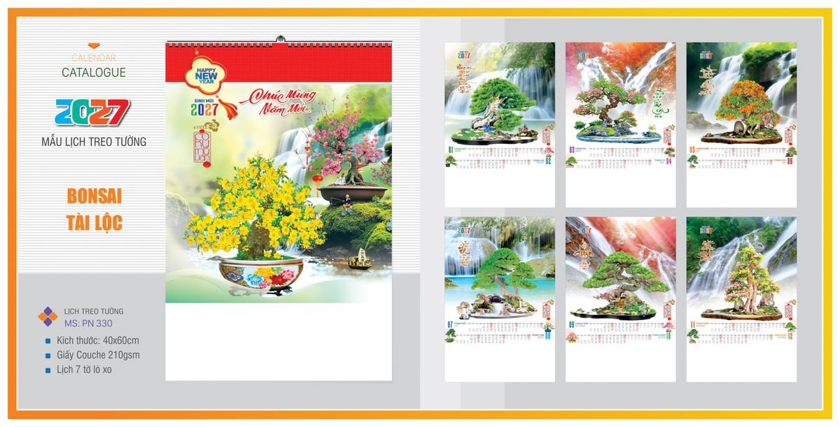 Lịch 7 Tờ Lò Xo TPNLX20 Quà Tết Truyền Thống Gốm Sứ & Lịch