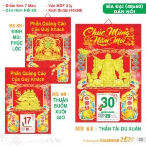 Lịch Bìa Treo 2027 TS Mẫu TS-26 (40 x 60 cm) Quà Tết Truyền Thống Gốm Sứ & Lịch