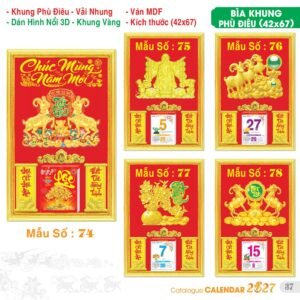 Lịch Bìa Treo 2027 TS Mẫu TS-38 (42 x 67 cm) Quà Tết Truyền Thống Gốm Sứ & Lịch