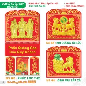 Lịch Treo Tường Lò Xo 2027 TS Mẫu TS-5 - Phúc Lộc Thọ (37 x 70 cm) Quà Tết Truyền Thống Gốm Sứ & Lịch