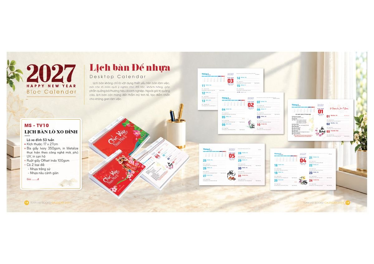 Lịch Bloc Cực Đại 2027 TV08 Quà Tết Truyền Thống Gốm Sứ & Lịch