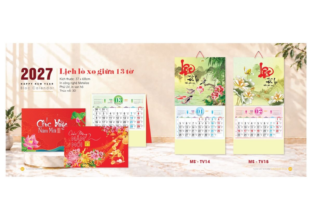 Lịch Bloc Cực Đại 2027 TV10 Quà Tết Truyền Thống Gốm Sứ & Lịch
