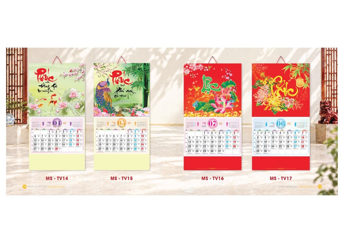 Lịch Bìa Treo Gắn Bloc 2027 TV13 Quà Tết Truyền Thống Gốm Sứ & Lịch