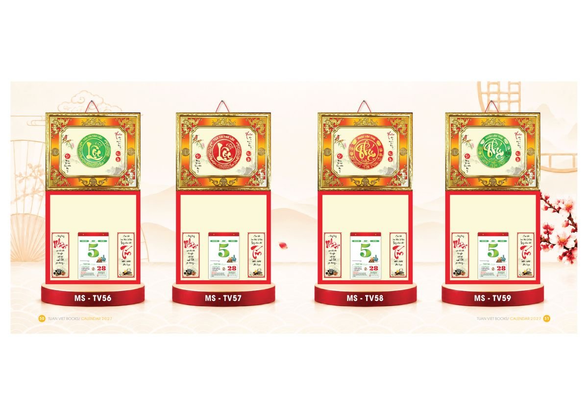 Lịch Để Bàn TV 2027 TV26 Quà Tết Truyền Thống Gốm Sứ & Lịch
