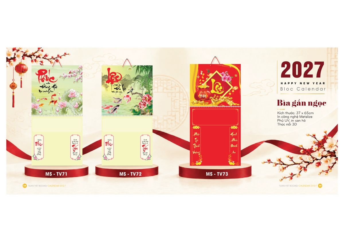 Lịch Để Bàn TV 2027 TV30 Quà Tết Truyền Thống Gốm Sứ & Lịch
