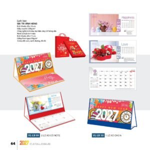 Lịch Bàn Chữ M (Có Note 52 Tuần) 2027 VL Mẫu VLLB09 (24 x 11cm) Quà Tết Truyền Thống Gốm Sứ & Lịch in logo doanh nghiệp quà tặng Tết tại Gốm Sứ Bát Tràng & Quà Tết